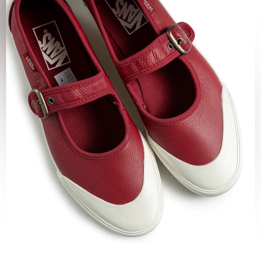 RARE Vans Leather Mary Jane Sneakers, Bordeaux Red, Women’s Size 7.5 (38)